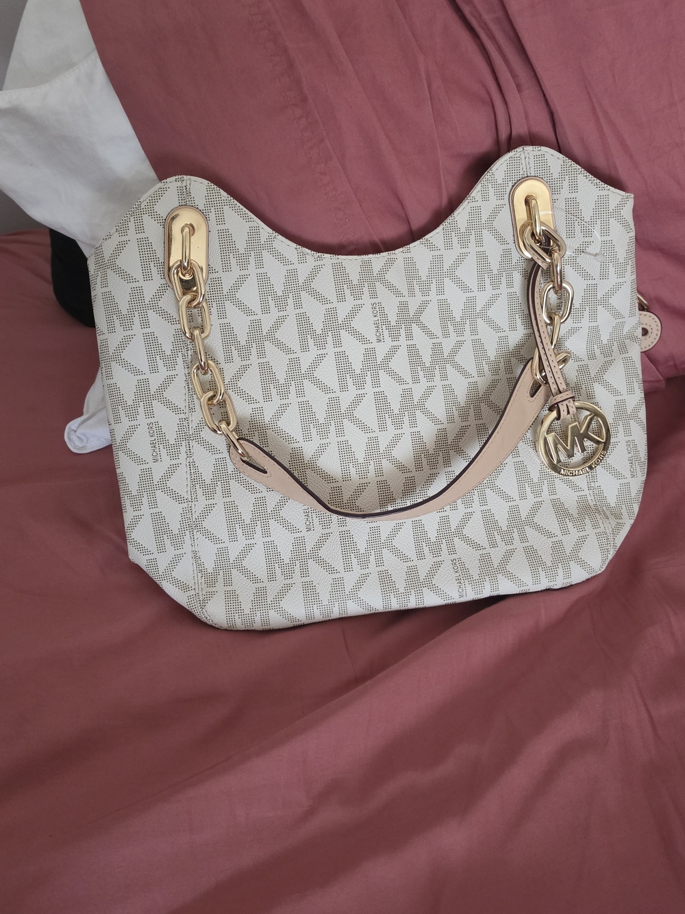 Michael Kors Ivory Logo Chain-Handle Shoulder Bag